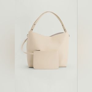 Leather beige tote bag NA-KD